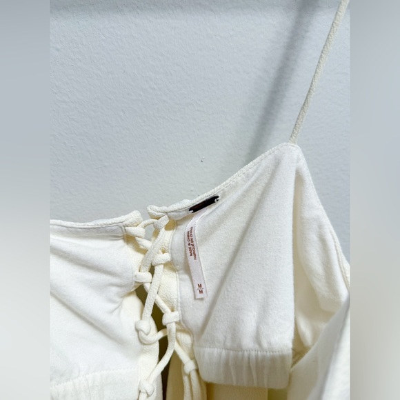 Free People ivory lace back flowy white tank top crop top medium boho beach cute - Picture 8 of 8